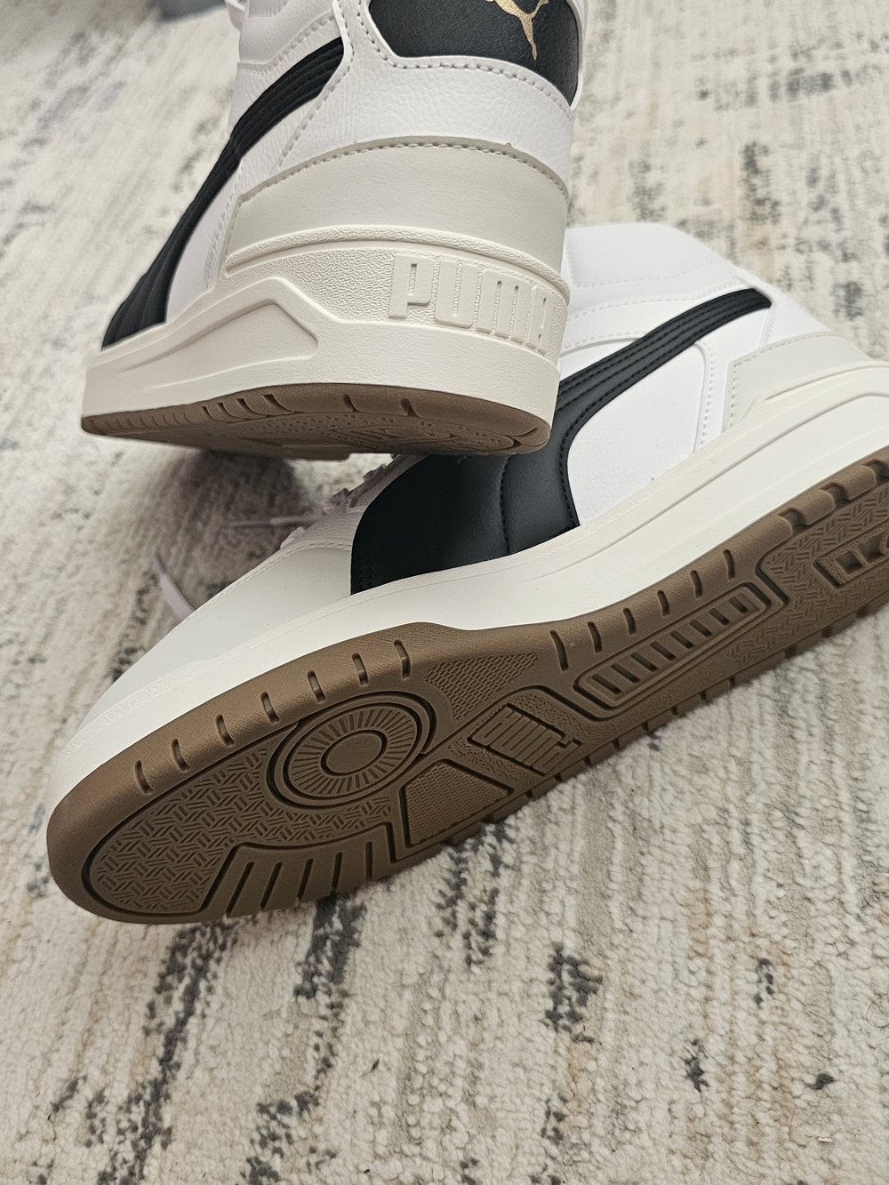 Puma Men's White High-Top Sneakers with Black Accent Size 10.5 - Picture 5 of 7